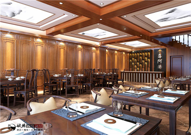 彭阳喜阿婆连锁餐厅装修设计|古典元素中植入现代文化感